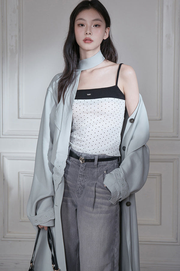 Color-Blocking Polka Dot Strap Camisole