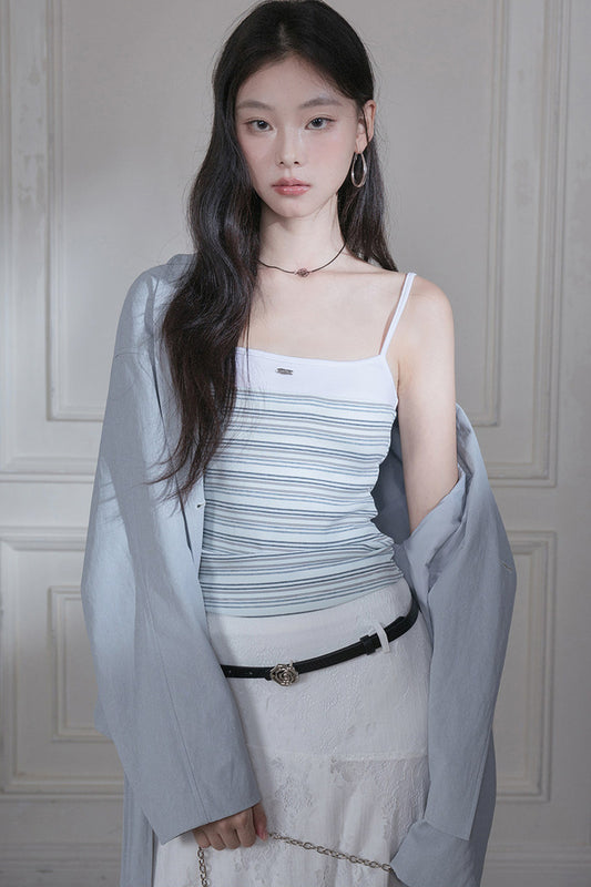 Color-Blocking Polka Dot Strap Camisole
