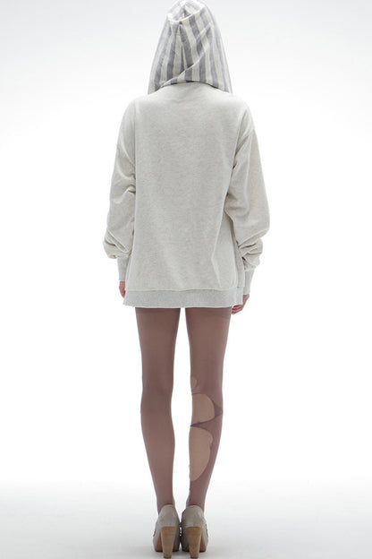Oversized Striped Drop Shoulder Patchwork Sweatshirt