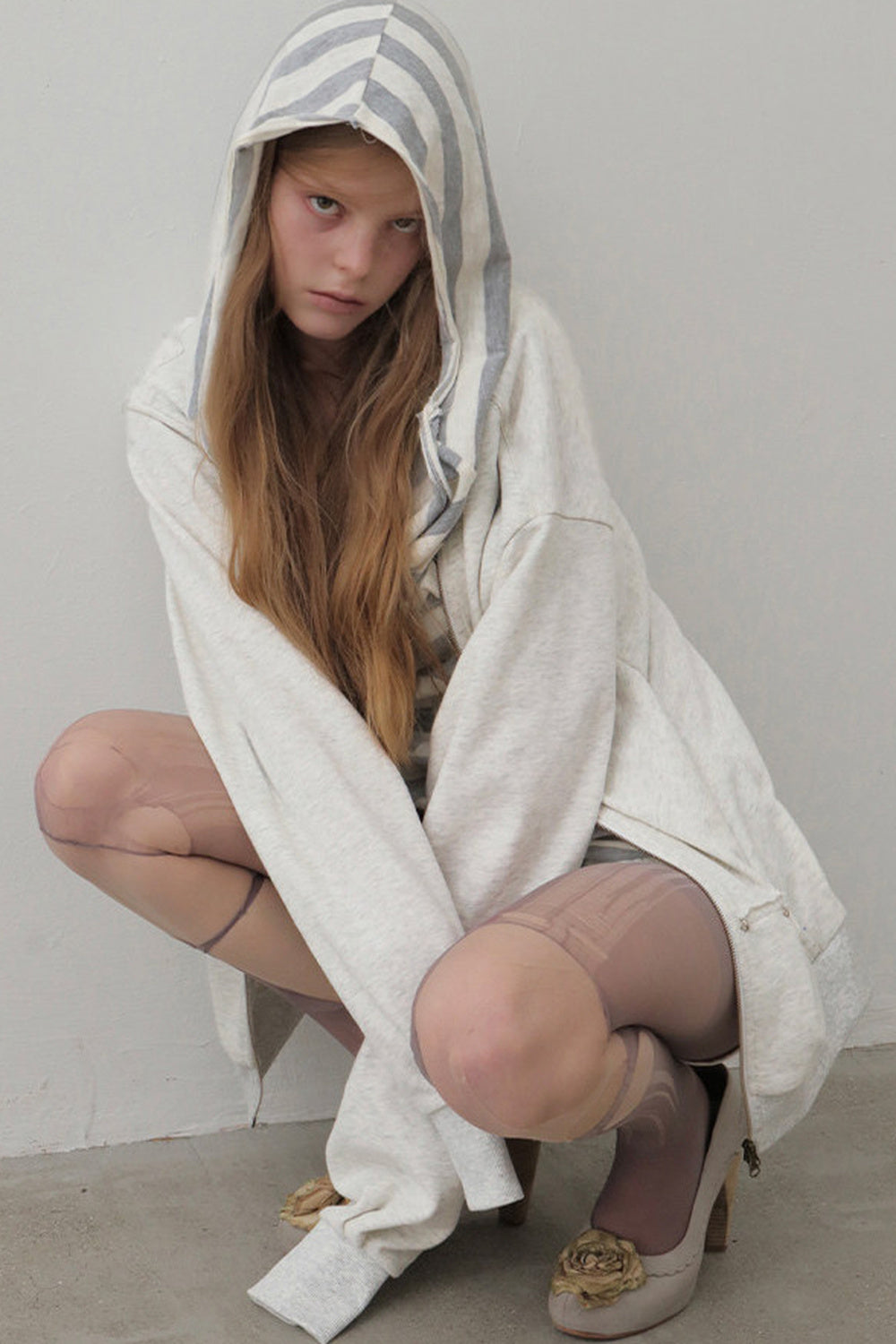 Oversized Striped Drop Shoulder Patchwork Sweatshirt