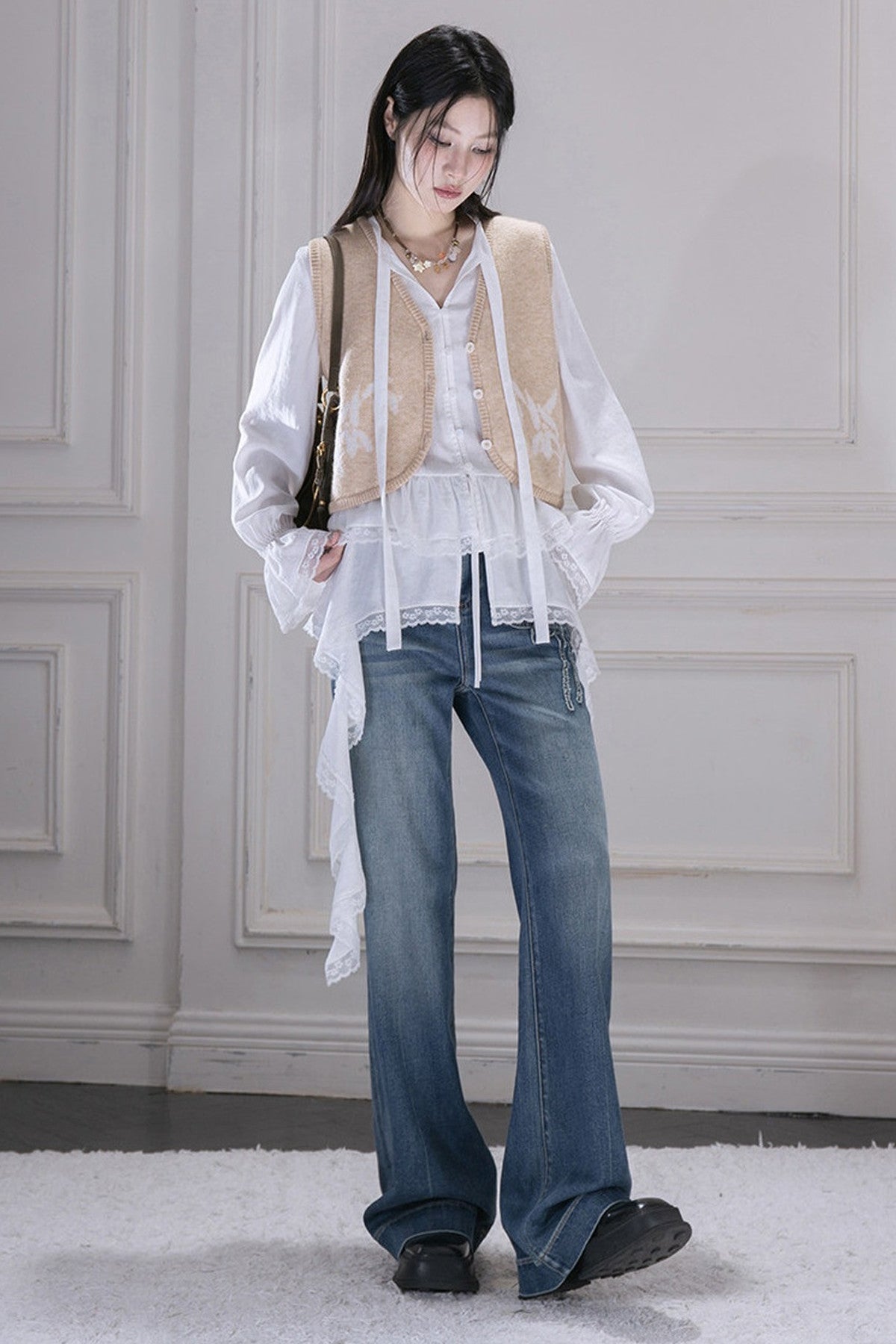 Milk Brown Wool Jacquard Vest