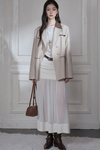 Deconstructed Contrast Collar Blazer