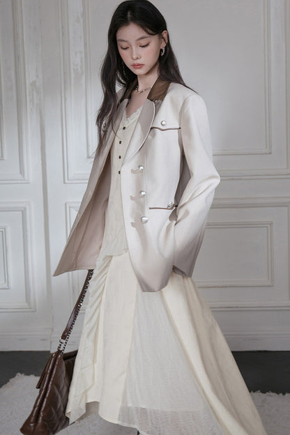 Deconstructed Contrast Collar Blazer