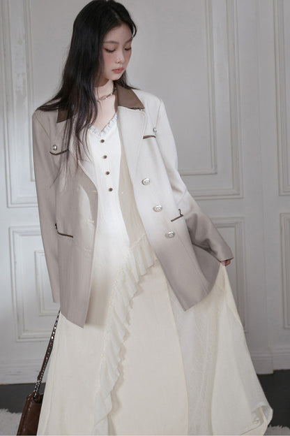 Deconstructed Contrast Collar Blazer