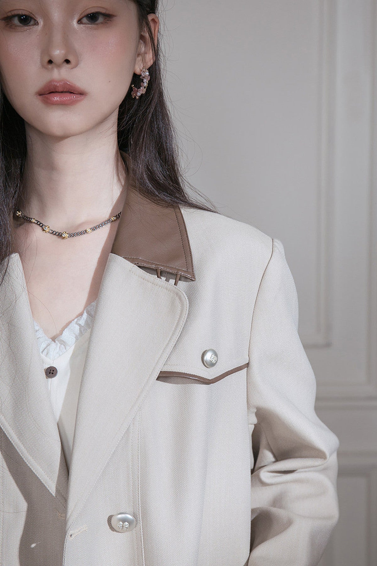 Deconstructed Contrast Collar Blazer