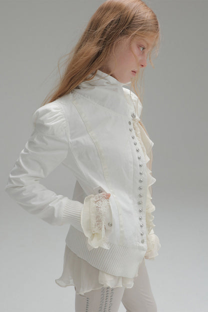 Asymmetrical High-Neck Court-Style Jacket