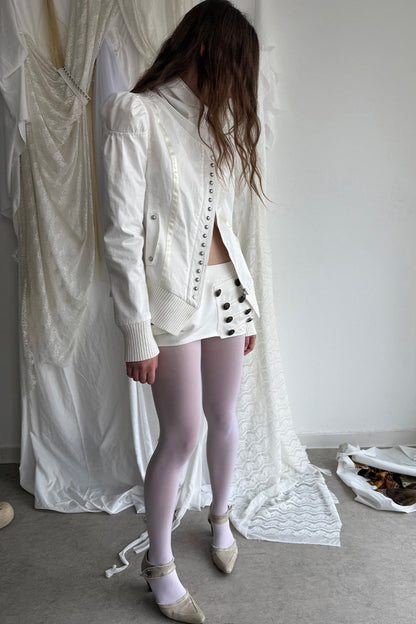 Asymmetrical High-Neck Court-Style Jacket
