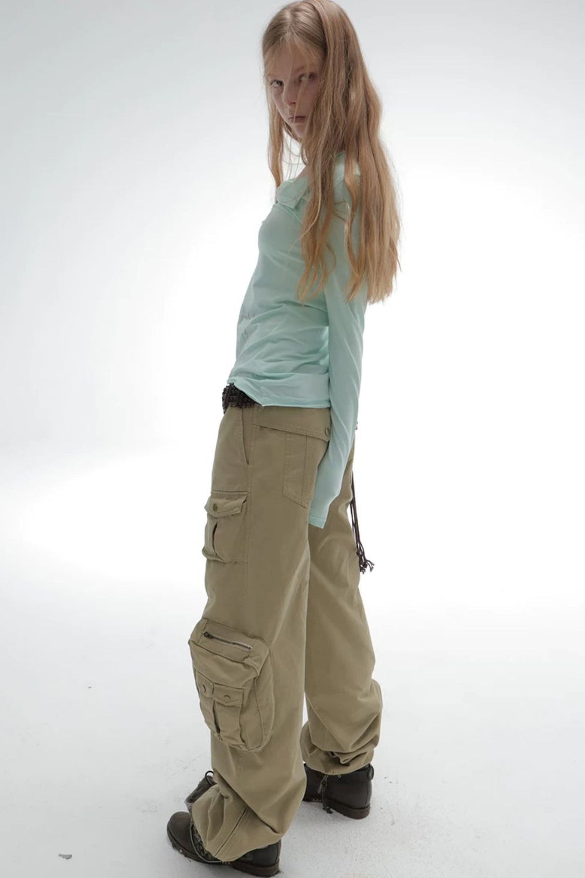 Washed Cotton Straight Cargo Pants