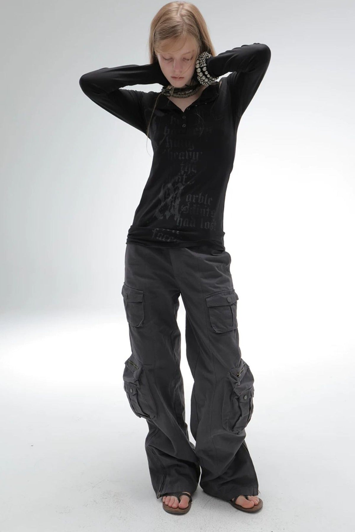 Washed Cotton Straight Cargo Pants