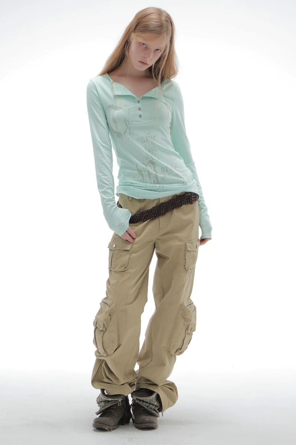 Washed Cotton Straight Cargo Pants