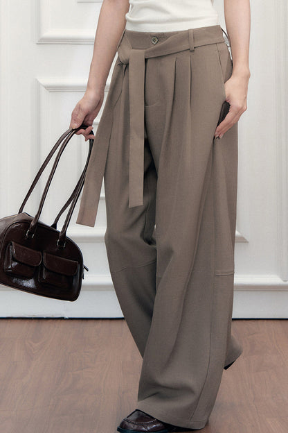 Tie-Belt Wide-Leg Pants