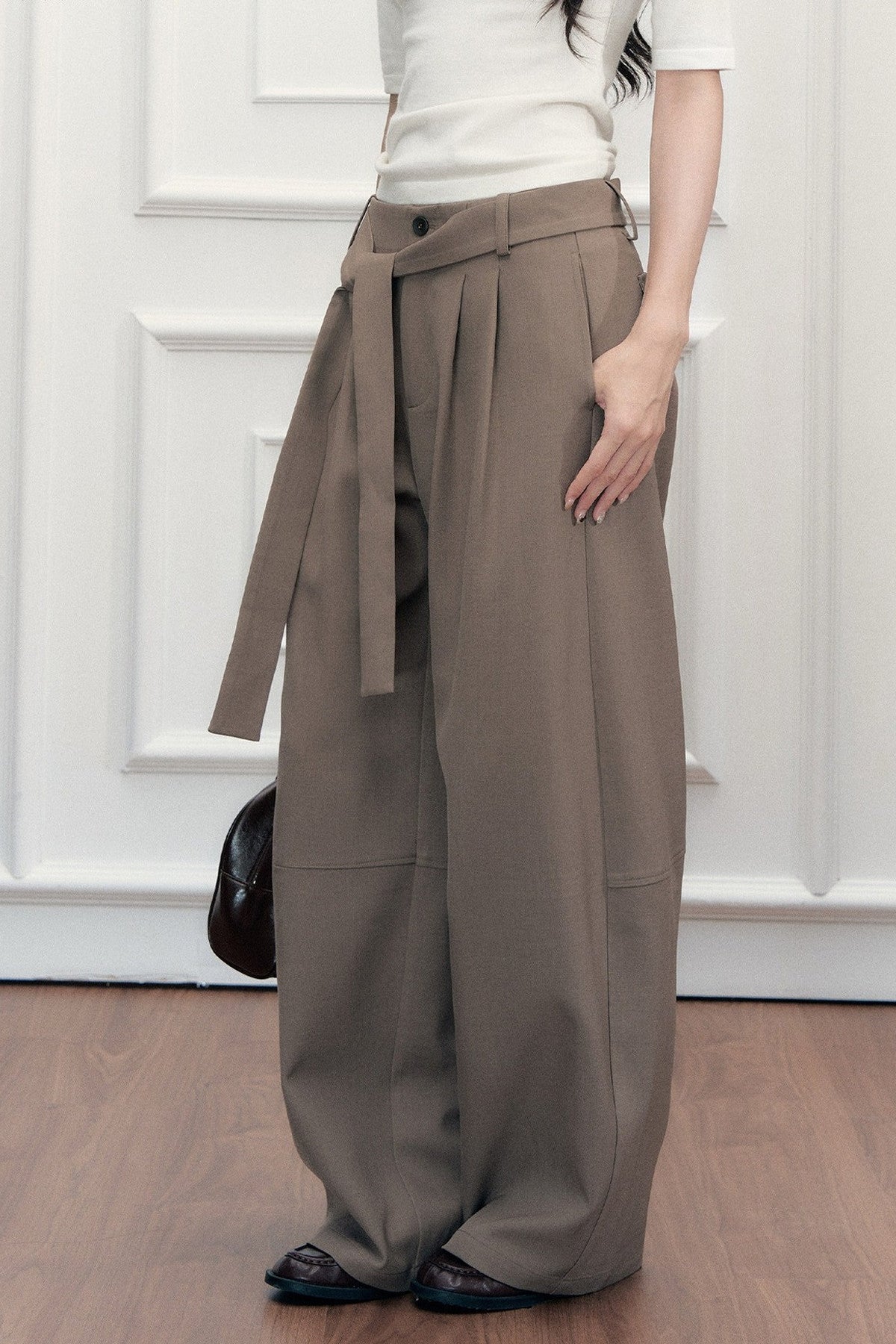 Tie-Belt Wide-Leg Pants