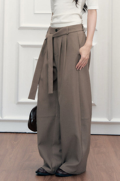 Tie-Belt Wide-Leg Pants