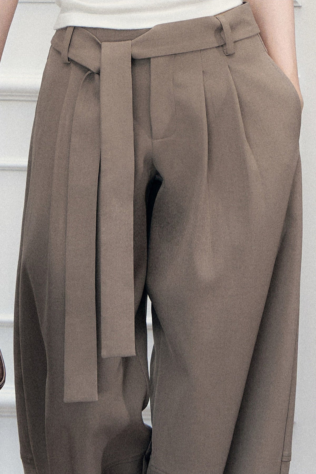 Tie-Belt Wide-Leg Pants