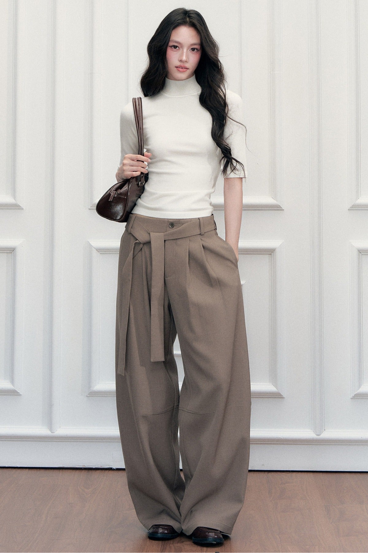 Tie-Belt Wide-Leg Pants