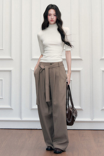 Tie-Belt Wide-Leg Pants