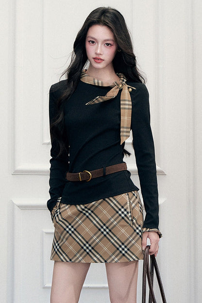 Plaid Mid-Length Skirt
