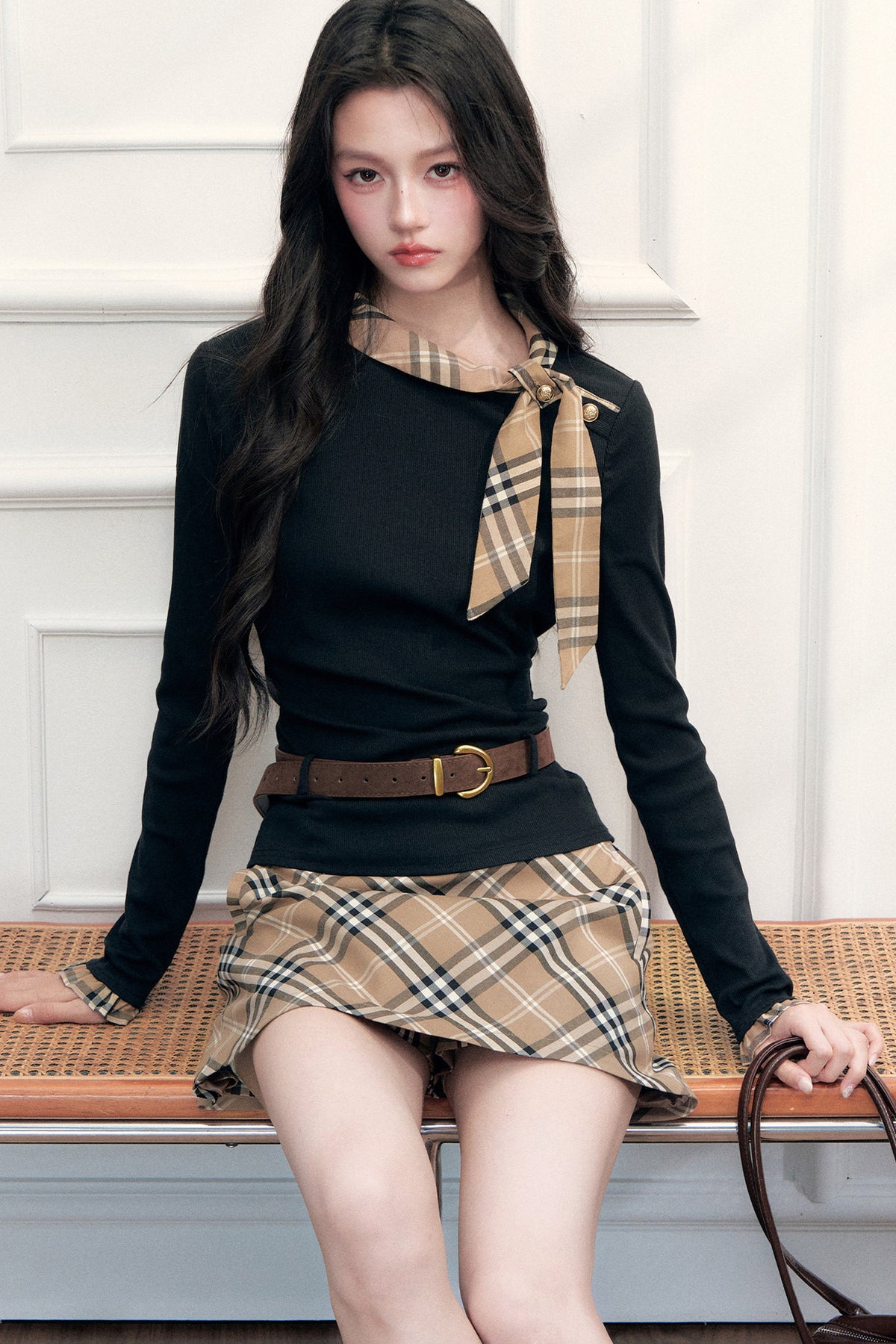 Plaid Mid-Length Skirt