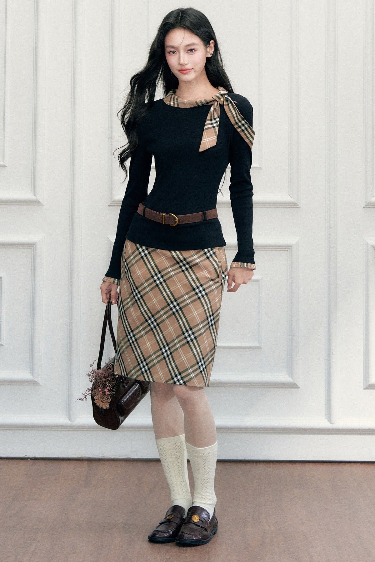 Plaid Mid-Length Skirt