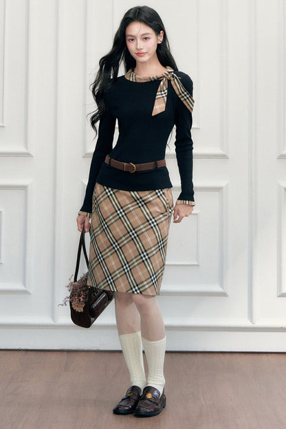Plaid Mid-Length Skirt