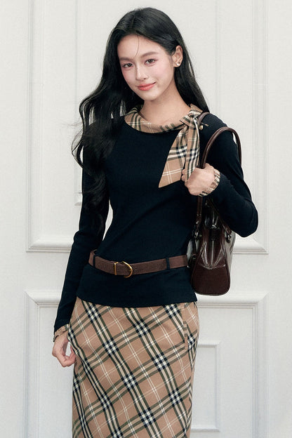 Plaid Mid-Length Skirt