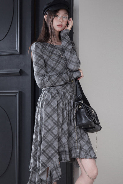Asymmetrical Off-Shoulder Low-Waist Lace Knit Dress