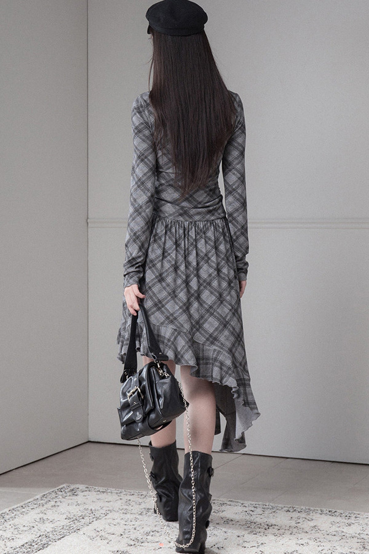 Asymmetrical Off-Shoulder Low-Waist Lace Knit Dress