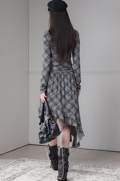 Asymmetrical Off-Shoulder Low-Waist Lace Knit Dress