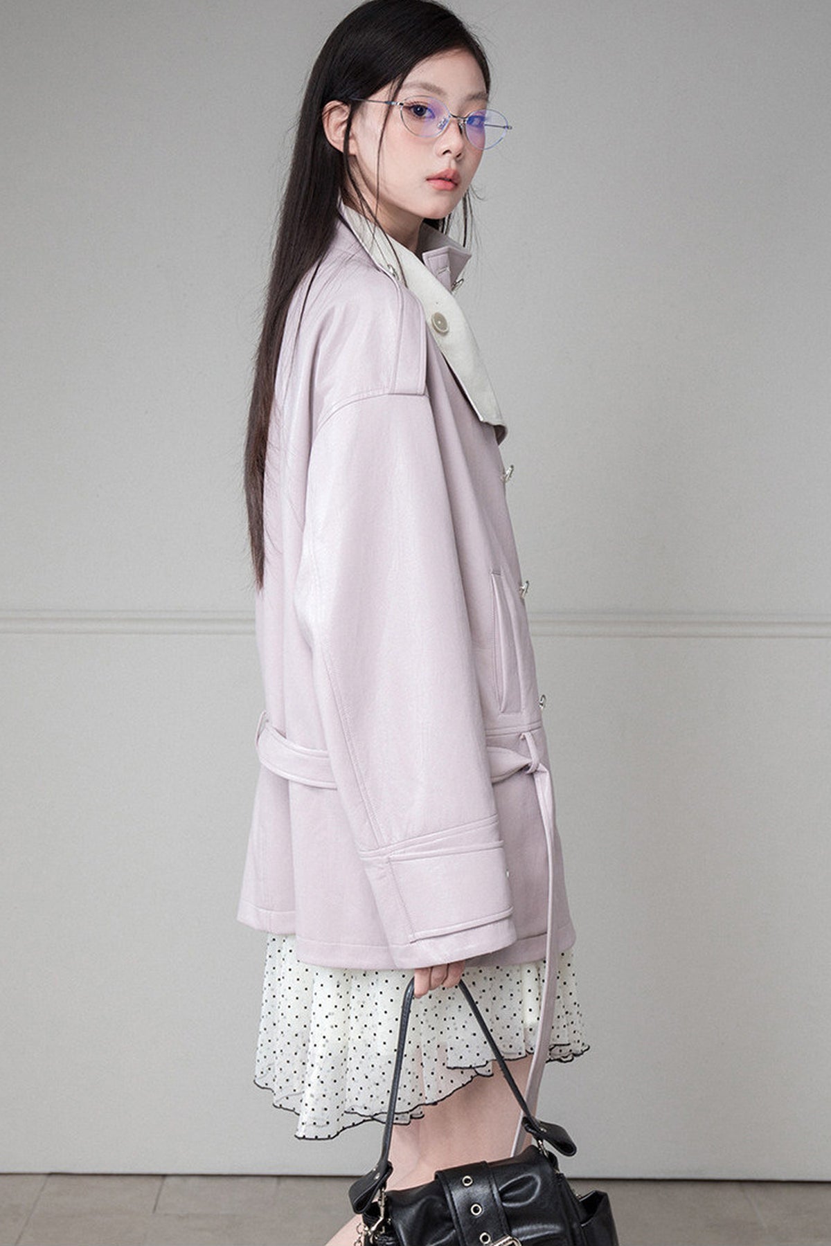 Reversible Color-Blocked Stand Collar Trench Coat