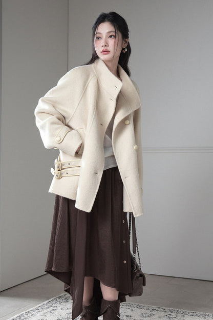 Waist Buckle Double-Sided Fabric Coat