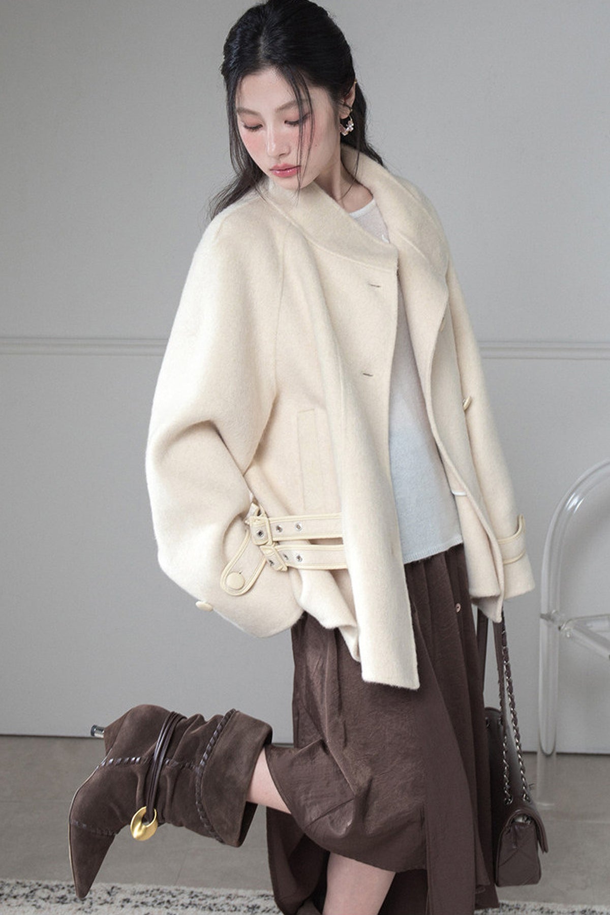 Waist Buckle Double-Sided Fabric Coat