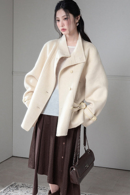 Waist Buckle Double-Sided Fabric Coat