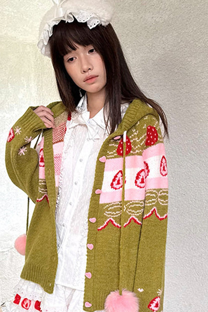 Strawberry Matcha Fair Isle Cardigan