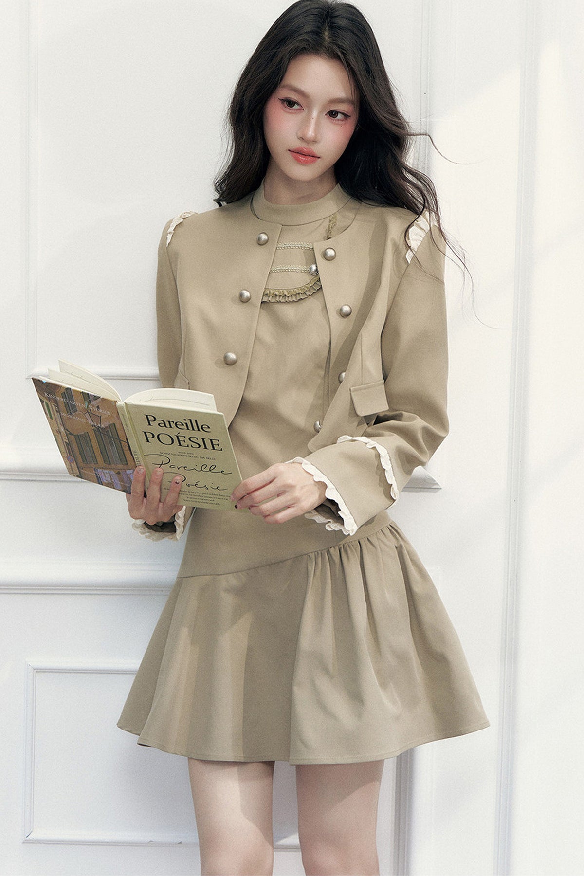 Double-Breasted Jacket and Dress Set-Up