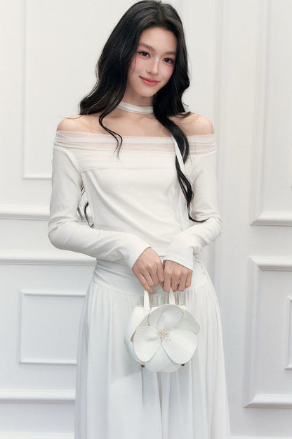 Schulterfreies Mesh-Lilienkleid