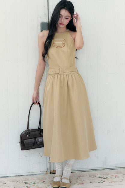 Apricot Napoleon-Cape-Kleid-Set-Up
