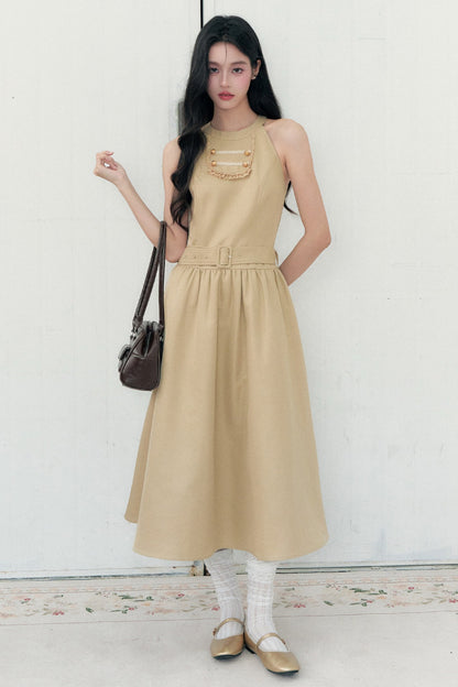 Apricot Napoleon-Cape-Kleid-Set-Up