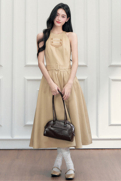 Apricot Napoleon-Cape-Kleid-Set-Up