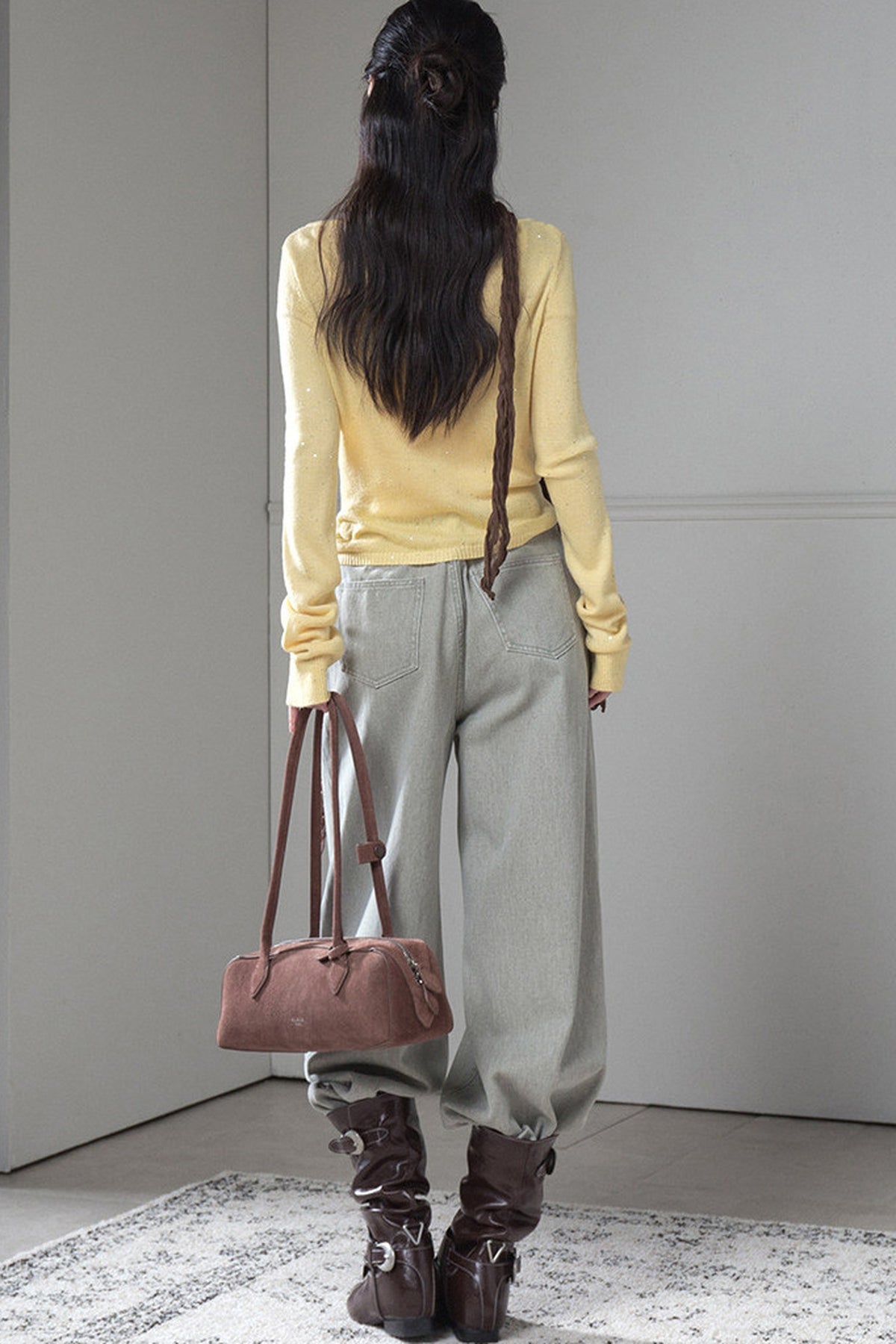 Bright Yellow Knot Sweater and Camisole Set