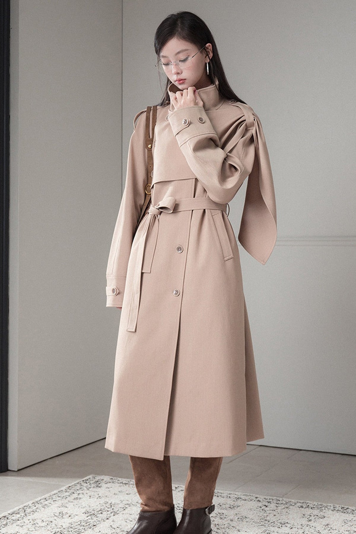 Detachable Shawl Wool Trench Coat