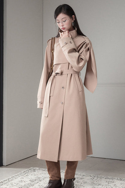 Detachable Shawl Wool Trench Coat