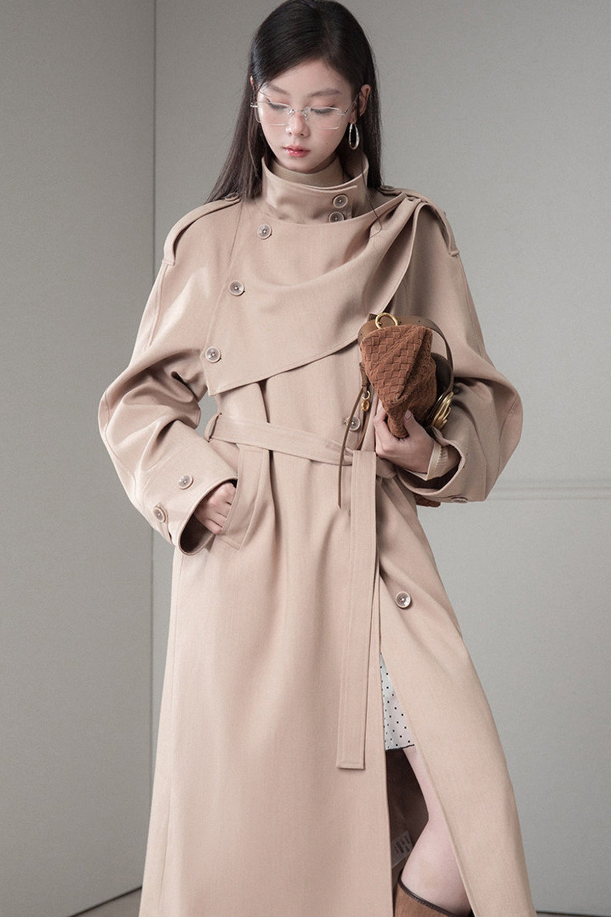 Detachable Shawl Wool Trench Coat