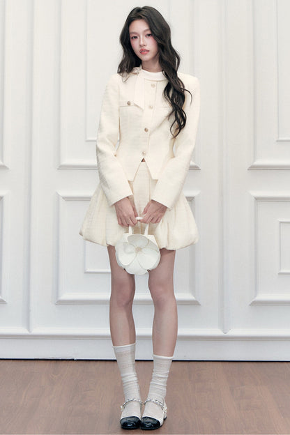 Elegant Tweed Jacket and Skirt Set-Up