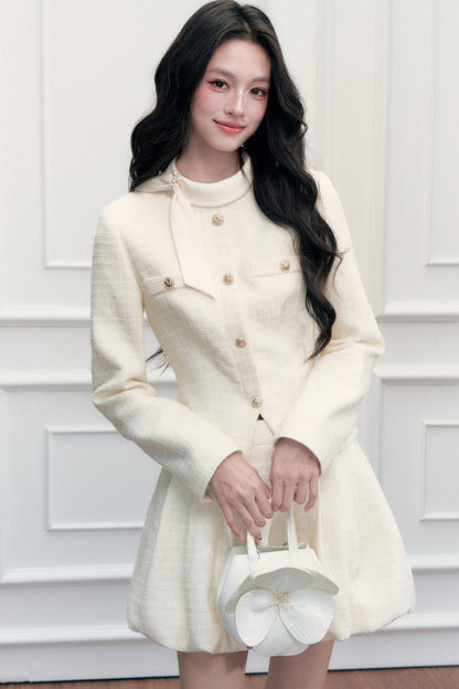 Elegant Tweed Jacket and Skirt Set-Up