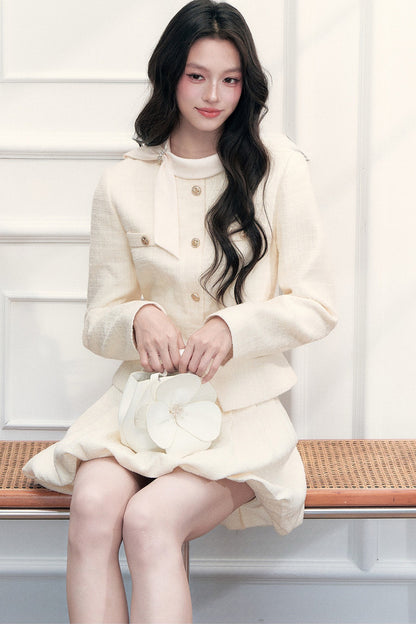 Elegant Tweed Jacket and Skirt Set-Up