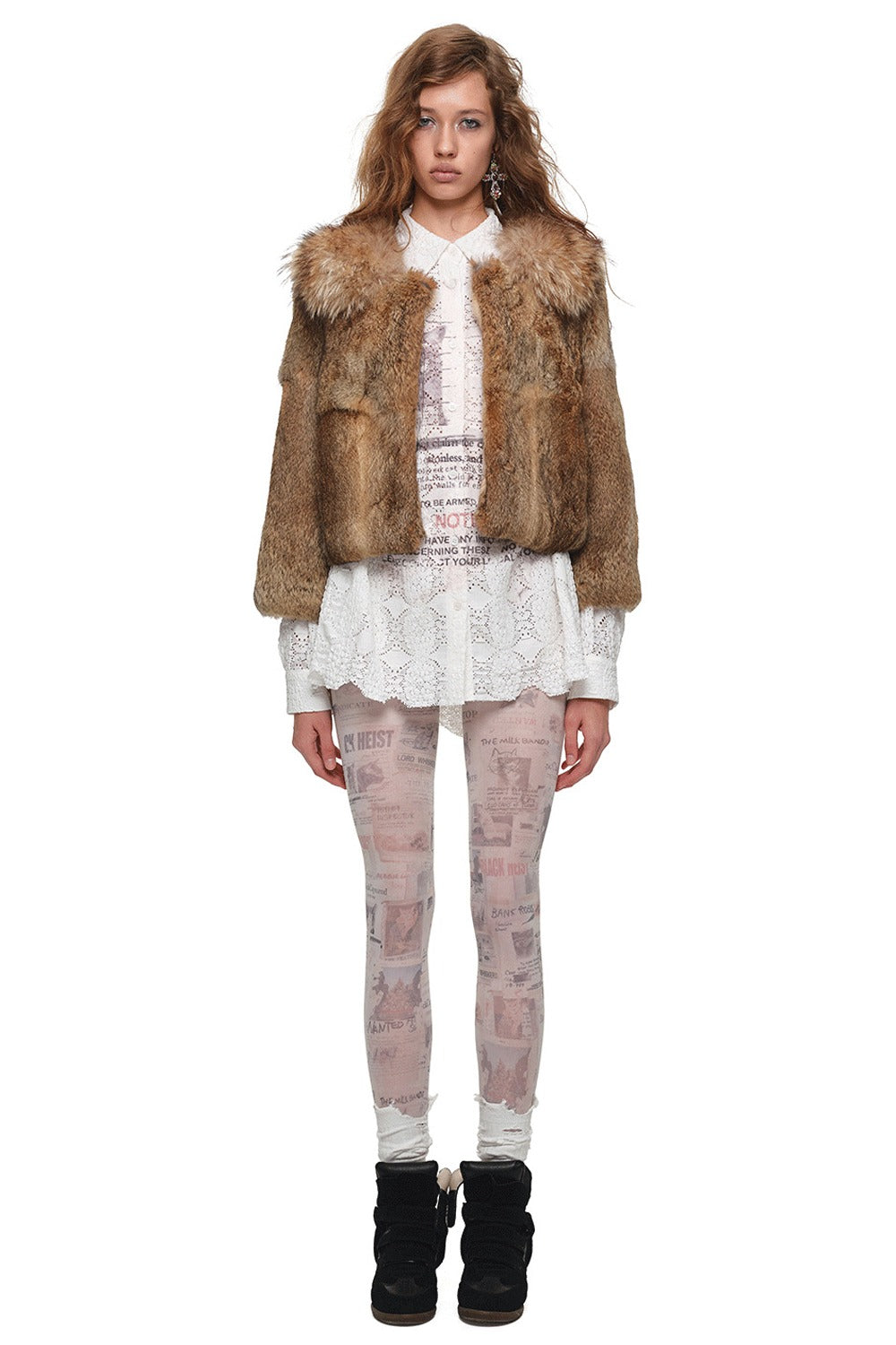 Rabbit Fur Spliced Raccoon Fur Jacket