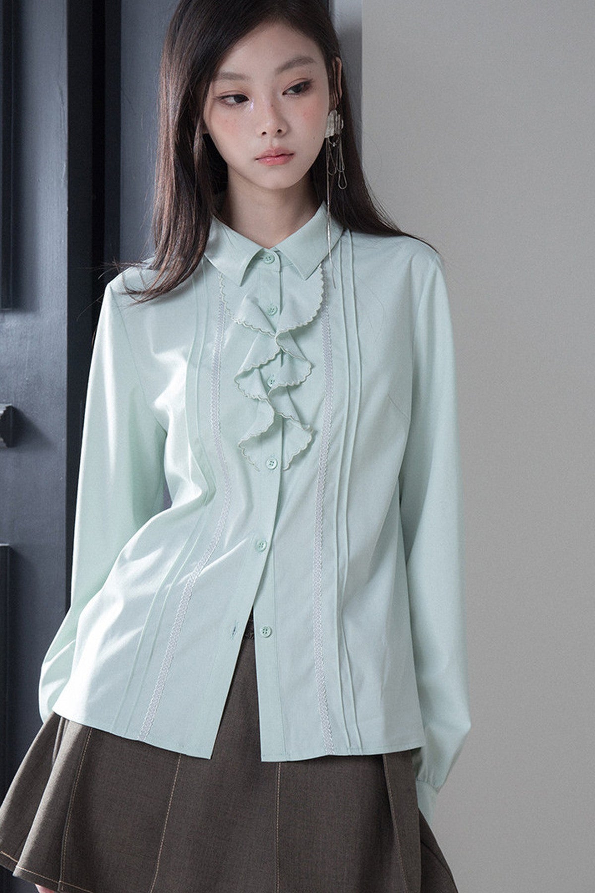 Wave Ruffle Ruffled Edge Shirt