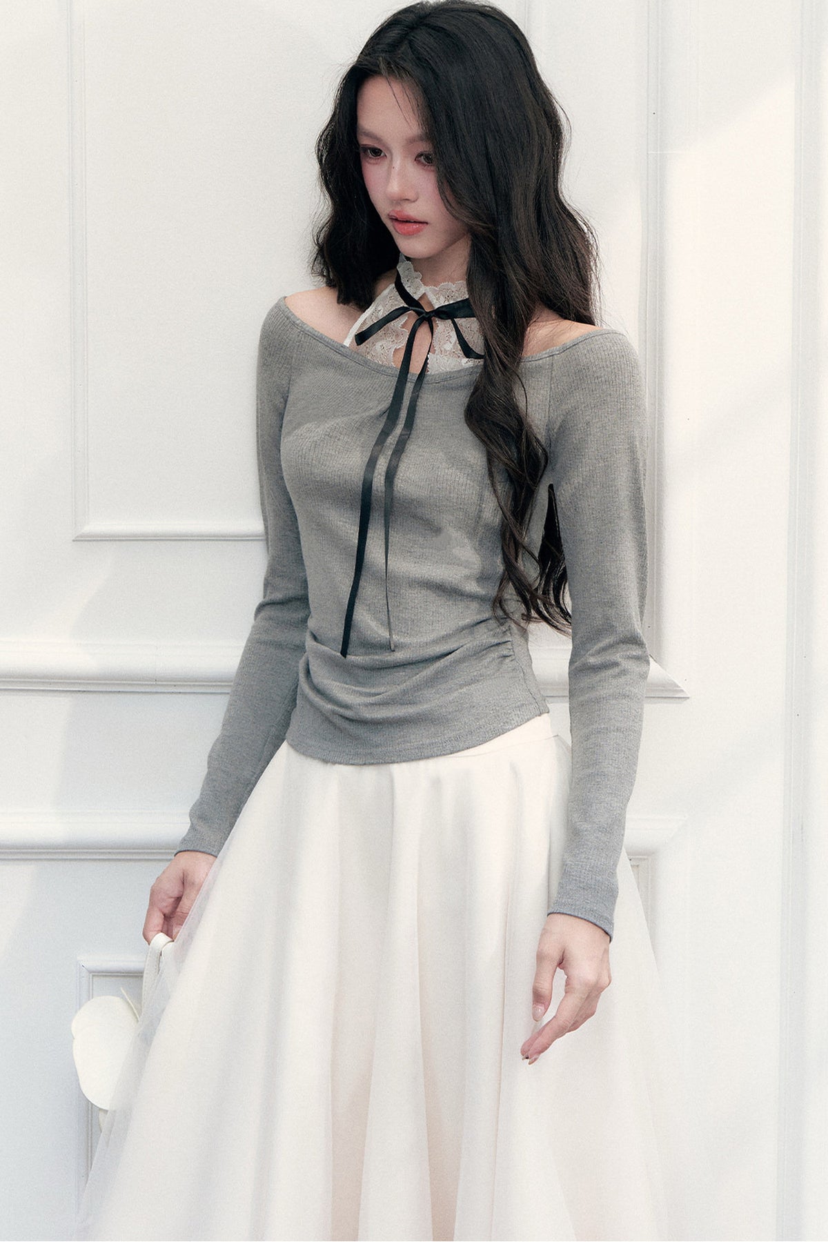 Lace Layered-Look Halter Top