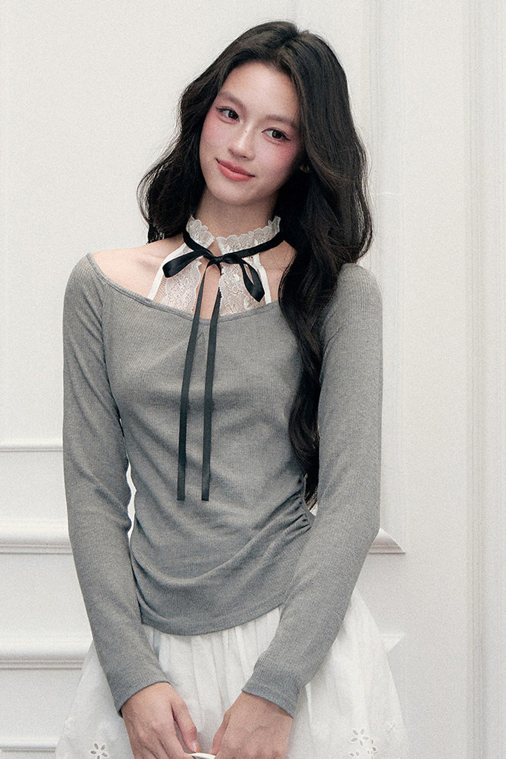 Lace Layered-Look Halter Top