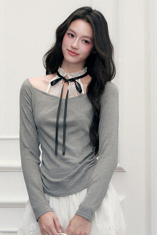 Lace Layered-Look Halter Top